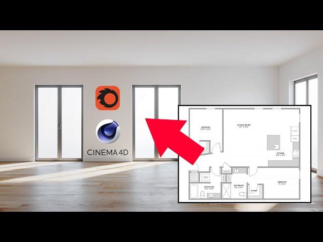 C4D & Corona - Modeling an interior using a floorplan | Super easy!