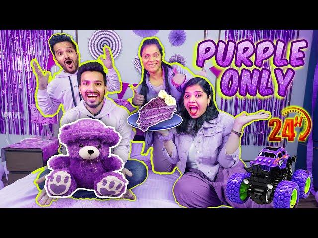 Using Only Purple things for 24 Hours Challenge | Hungry Birds