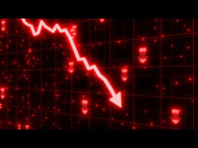 Stock Market Crash of Red Arrow Graph Going Down Into Recession 4K 60fps Wallpaper Background