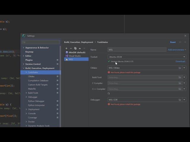 CLion - Configure WSL2 Toolchain