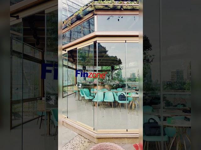 Fz10 frameless folding glass door balcony glazing system glass curtain panoramic partition case-21