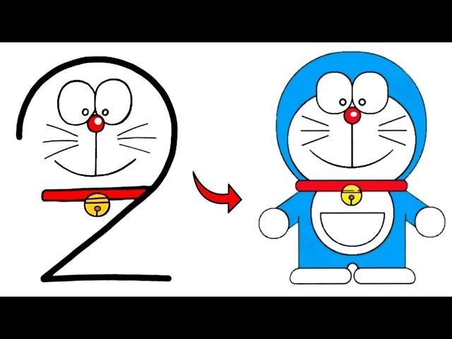 How to draw Doraemon From Number 2 | Doraemon drawing | How to draw Doraemon | Doraemon ki Drawing