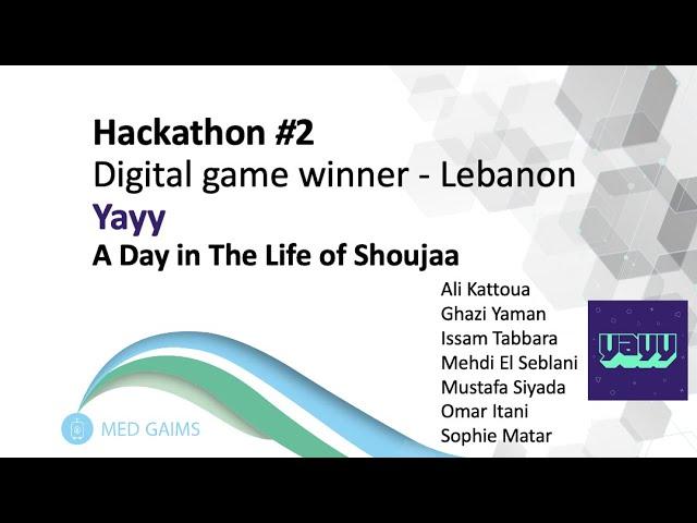 MED GAIMS - Lebanon Hackathon 2 - Digital Game Winner - Yayy