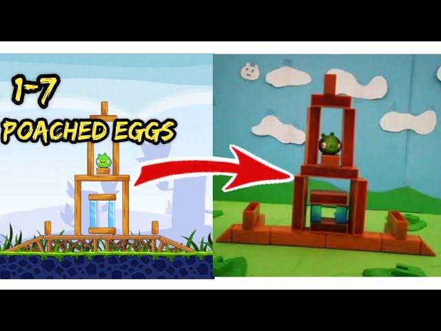 Angry Birds Classic game Level with Mattel pieces. Poached Eggs 1-7. Part 1.