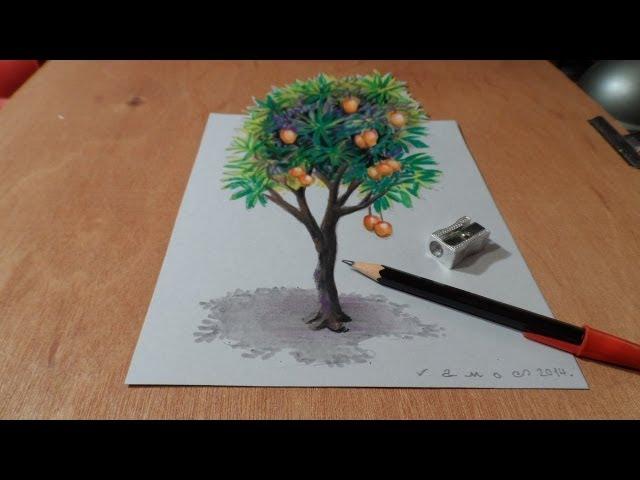 3d Mango Tree Drawing - Trick Art On Paper