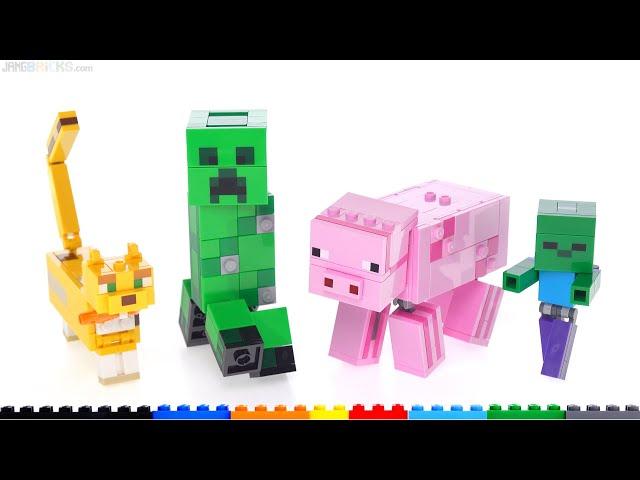 LEGO Minecraft BigFig Creeper & Ocelot + Pig & Baby Zombie reviews! 21156 21157