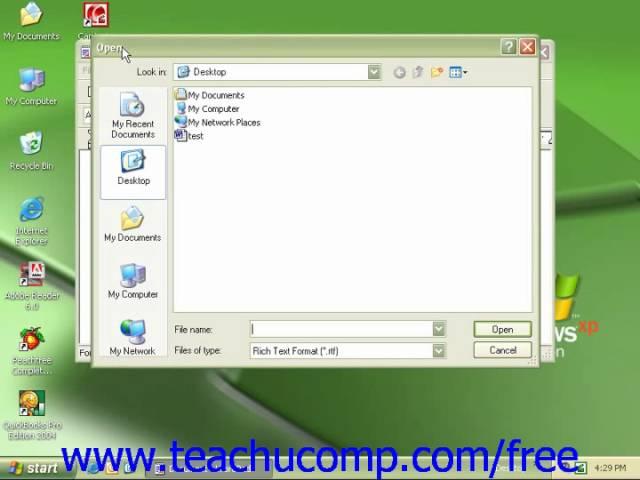 Windows XP Tutorial Opening a Document Microsoft Training Lesson 4.5