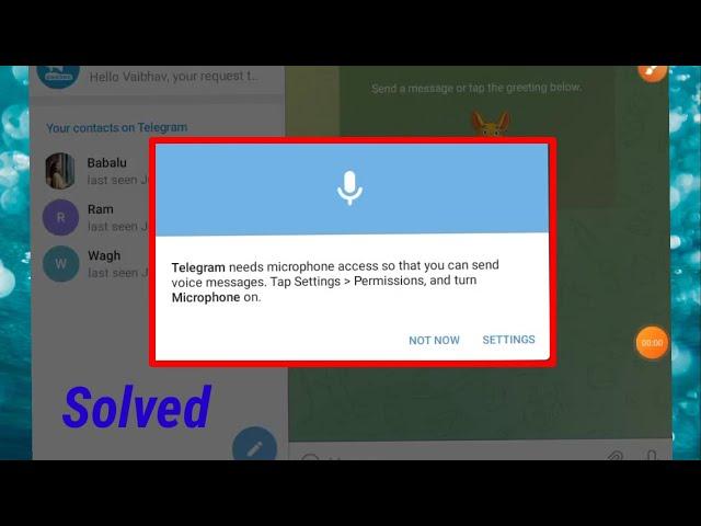 Telegram needs microphone access so that you can send voice messages. Tap Settings Permissions Fix