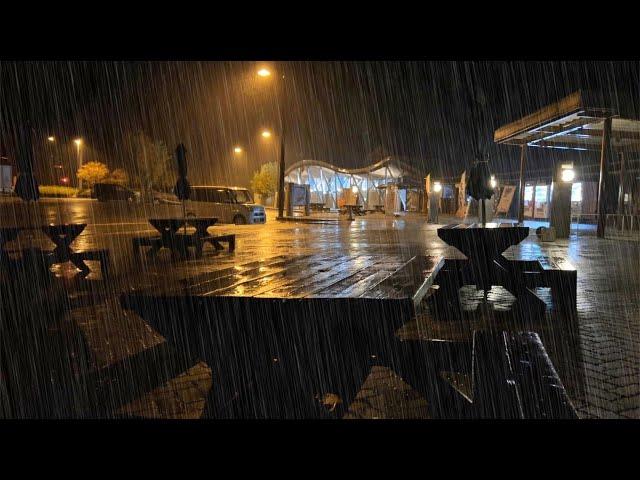 [Rain sounds ASMR for sleep] Rain in a night rest area Relaxing