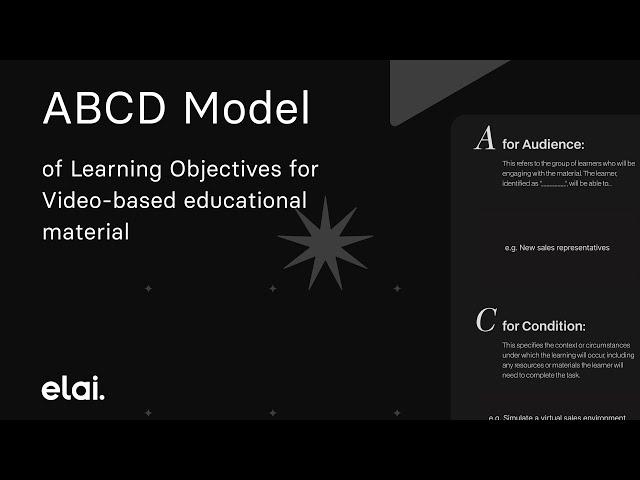 ABCD Model of Learning Objectives for Video-based educational material