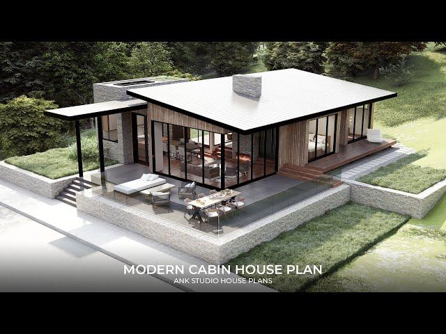 2-Bedroom Modern Contemporary Cabin House Plan | 1,200 sq ft