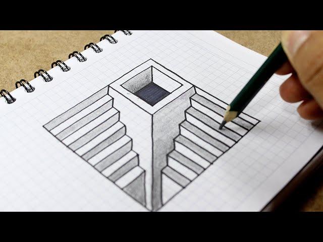  3D Drawings ⭐ How to Draw Stairs and 3D Hole for Beginners - Easy Art