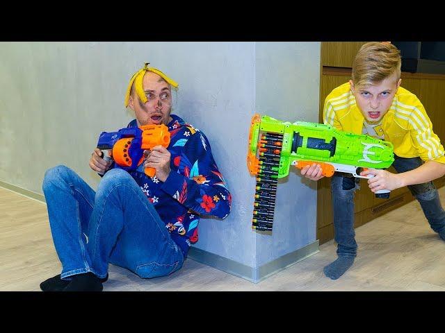 Nerf vs Dad. Папа в АУТЕ...Показал на что СПОСОБЕН. NERF-Reboot.