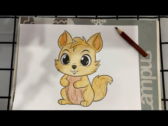 Complete coloring the super cute squirrel picture