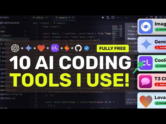 10 CRAZY FREE AI Coding TOOLS: THESE ARE THE AI CODING TOOLS that I USE DAILY!