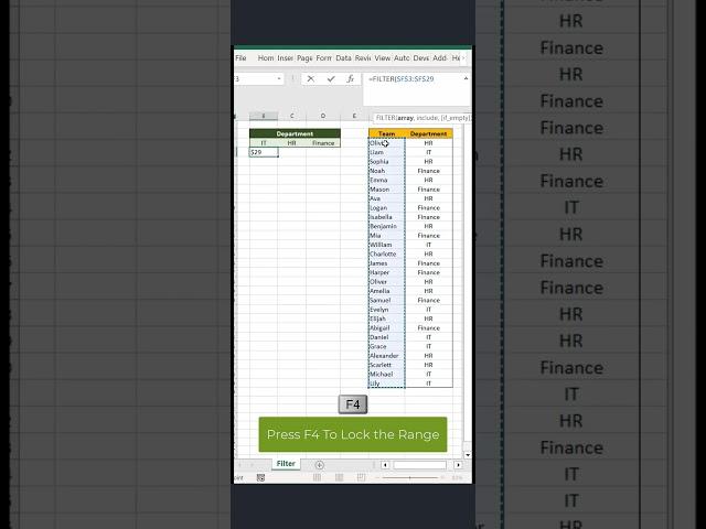 Excel Trick 5: Filter Data Dynamically FILTER Function #shorts #shortsfeed #excel #trending #hindi