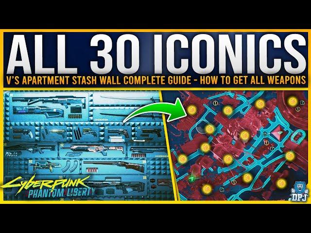 Cyberpunk 2077: How to Get ALL 30 STASH WALL ICONIC WEAPONS - V's Weapon Wall Collection Full Guide