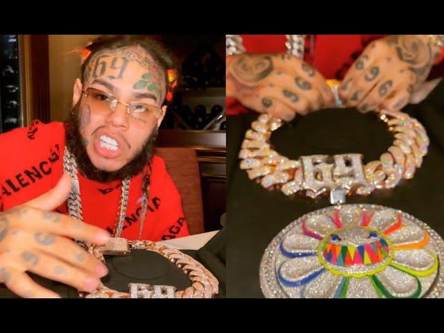 6ix9ine Spends $1M On Double Baguette Spinning VVS Chain