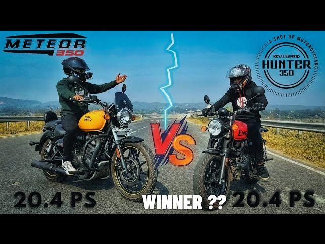 Royal Enfield Hunter 350 Vs Meteor 350 Drag Race ! Top Speed ?  @AyushVerma @SurajVerma13