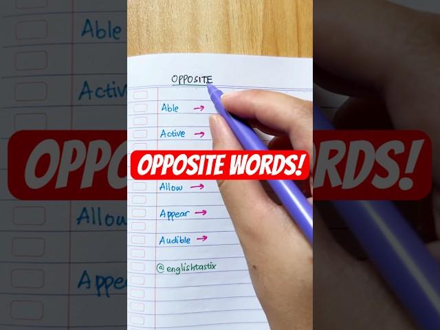 Opposite Words! #learnenglish #english #vocabulary #studyenglish #basicenglish #englishteacher