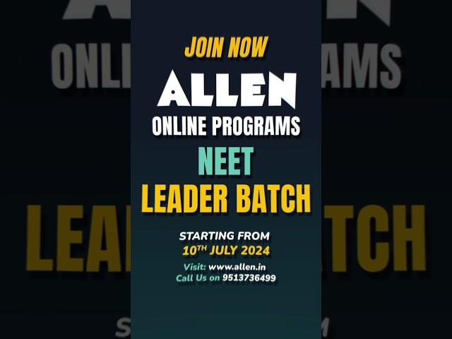 Crack NEET 2025 with ALLEN's Leader Online Program | Enroll Now  #Shorts