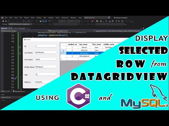 C# - Display Selected Row from DataGridView to Textboxes