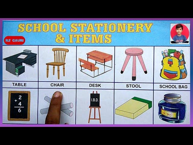 Stationery Items Name in English | Stationery Items Name with Picture | Spelling | RSGauri