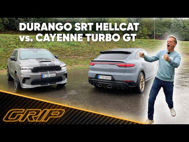 Dodge Durango SRT Hellcat vs. Porsche Cayenne Turbo GT - Power-SUV Duell  | GRIP