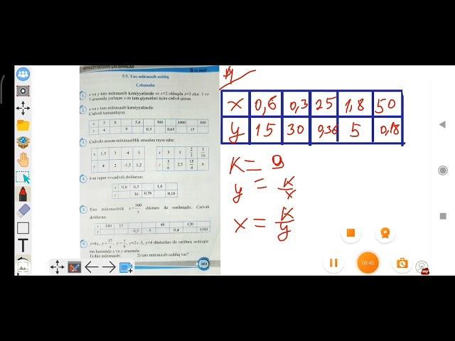 Riyaziyyat Namazov çalışmalar 6 çi sinif səh 163 Tərs mütənasib asılılıq