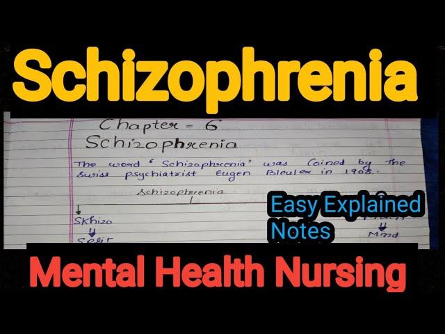 Notes Of Schizophrenia In Mental Health Nursing (Psychiatric) in Hindi .