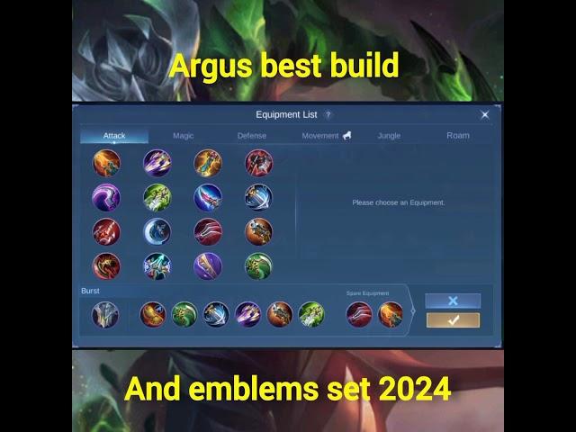 Argus best build and emblems set 2024 #mlbb #bestbuild #argus # emblems