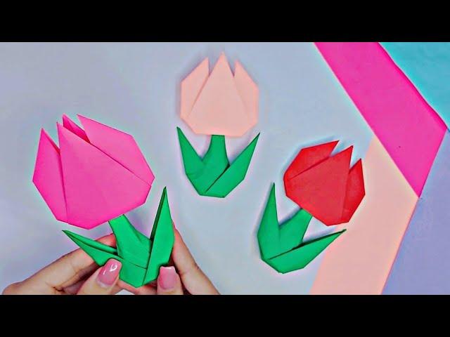 DIY|Origami paper tulips|Оригами тюльпаны из бумаги