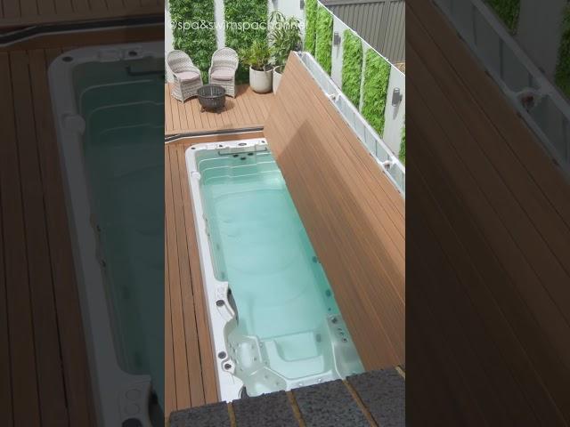 Amazing Hidden Swim Spa - Deck Lifts Up with One Button! #shorts