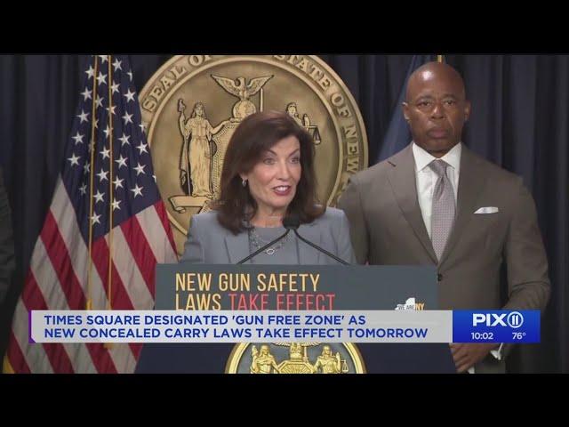 Times Square designated 'gun free zone' as new laws take effect