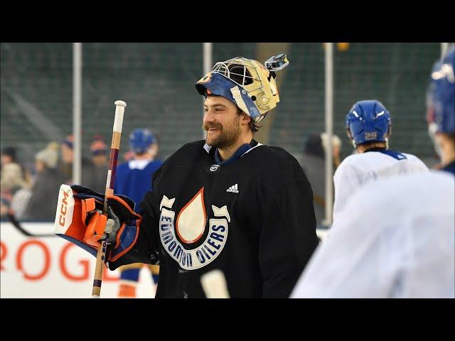 Stuart Skinner Wears the GoPro for Heritage Classic Practice