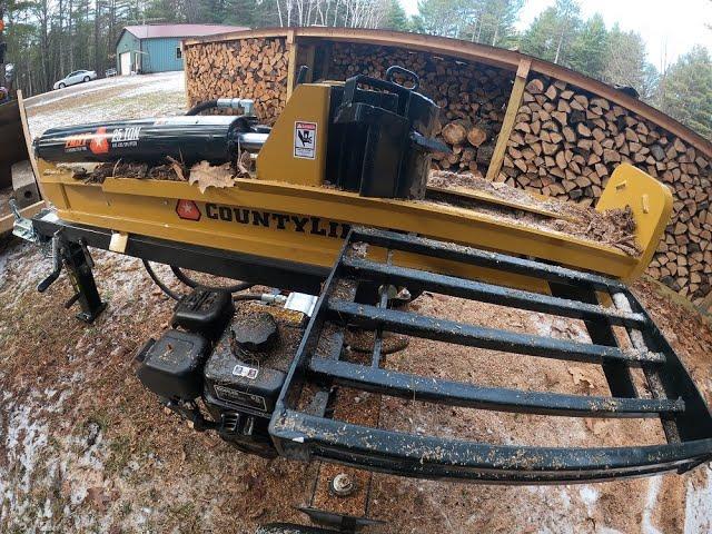 County Line 25 Ton Wood Splitter and Four Way Wedge Splitting Red Oak