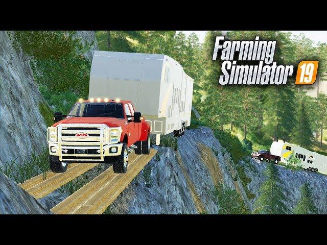 FS19-   CAMPING TRIP! TAKING "DEATH ROAD" UP TO GRIZZLY MOUNTAIN | MULTIPLAYER