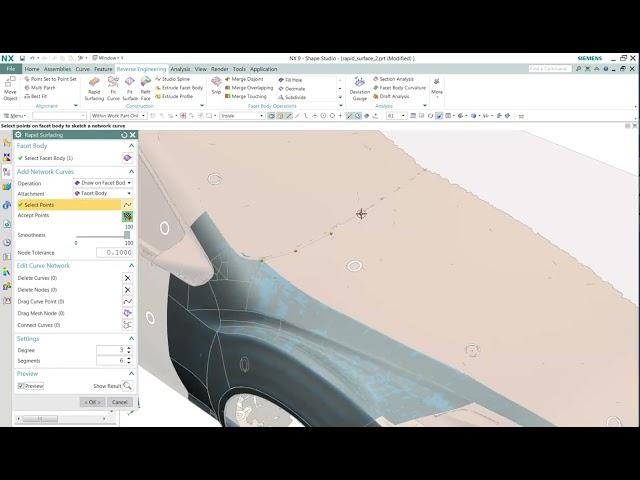 NX Reverse Engineering with rapid surface command