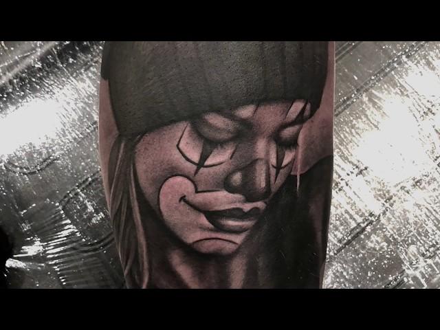 Clown Girl Time Lapse Tattoo by Lou Bragg