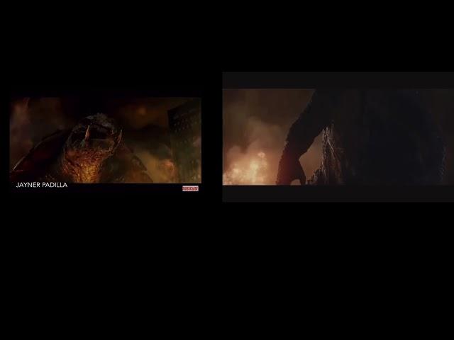 Godzilla and Gamera roaring at each other