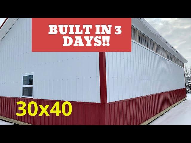 24x40 Pole Barn Garage Build - 3 Days Start to Finish! (Half the price of a Morton)