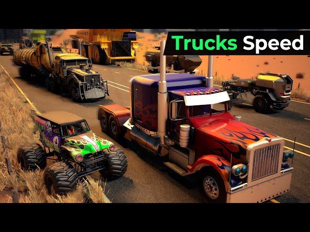 Trucks Speed Comparison in 3D | Heavy Trucks | Fictional Trucks |