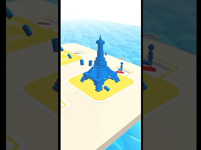 Built Eiffel Tower in Bridge Race Game  | Bridge Race Game  Fun Race #shorts #fungame #ytshorts