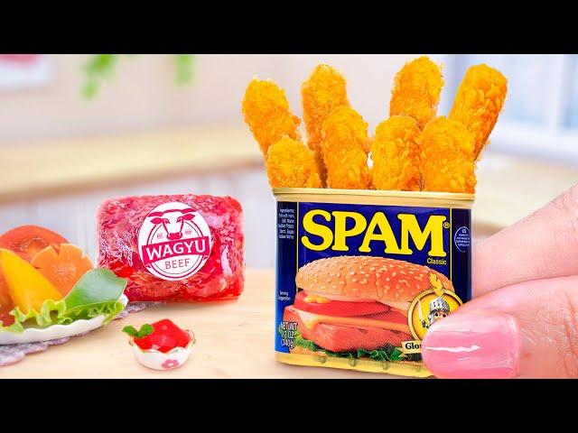 DIY  How To Cook Miniature SPAM Fries  Let's Cooking With " Mini Yummy " In Cute Miniature Kitchen