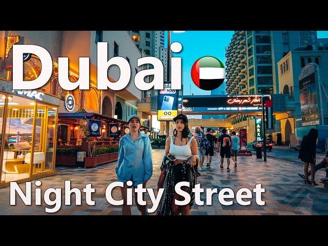 Dubai Evening Street Life JBR Downtown Walking tour 4K