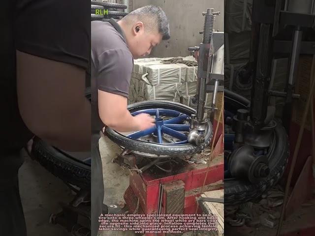 Tire Mounting! Worker Installs Rims on Tricycle Wheels