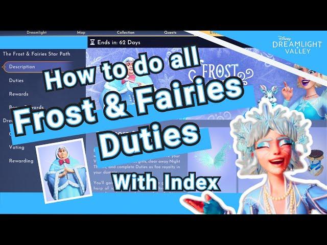 ALL Frost & Fairies Star Path Duties with index// Disney Dreamlight Valley