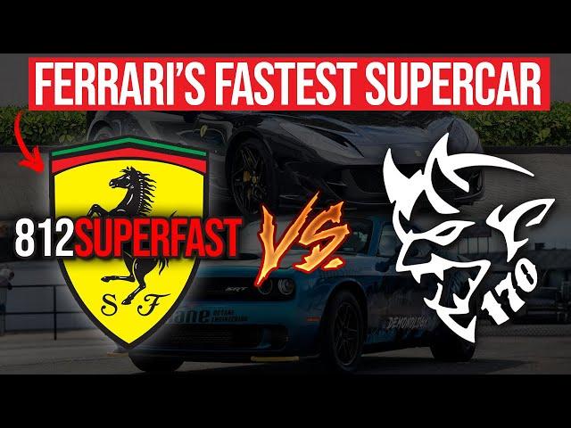 Ferrari 812 Superfast vs Dodge Demon 170... V12 Supercar vs V8 Muscle Car ROLL RACE