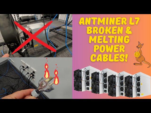 Broken Antminer L7 & melting power cables!  #crypto #btc #dogecoin #cryptomining #eth #fire