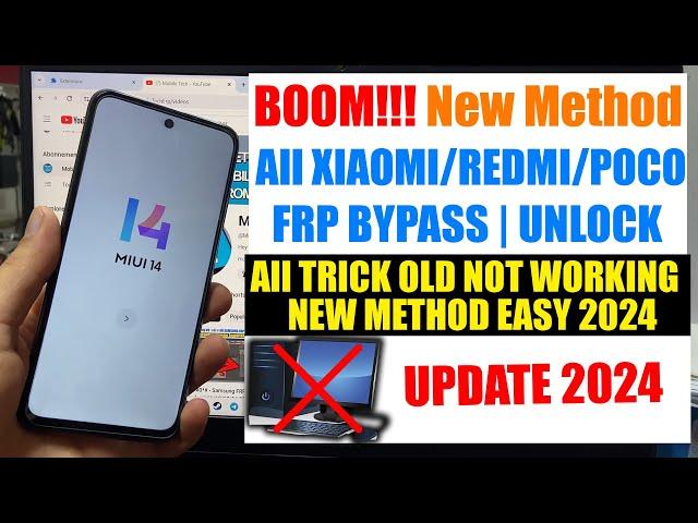 All Xiaomi Miui 14 FRP Bypass - Android 13 Bypass Google Account (FRP Lock) Redmi 2024